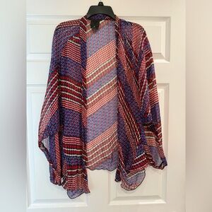 Anna Sui Size M/L Petals Print Chiffon Kimono In True Red Revolve